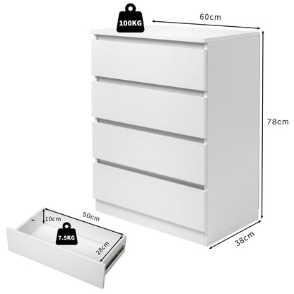 LEADZM Kommode mit 4 Schubladen, Sideboard für Schlafzimmer, Weiss