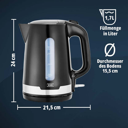 KHG Frühstücksset Wasserkocher Toaster Kaffeemaschine 3-teilig - Schwarz