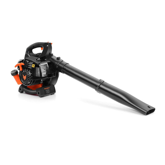 FUXTEC Benzin Laubbläser FX-LB126ECO - Kraftvoll & Leicht. Orange-schwarzer Benzin-Laubbläser zum Entfernen von Laub.