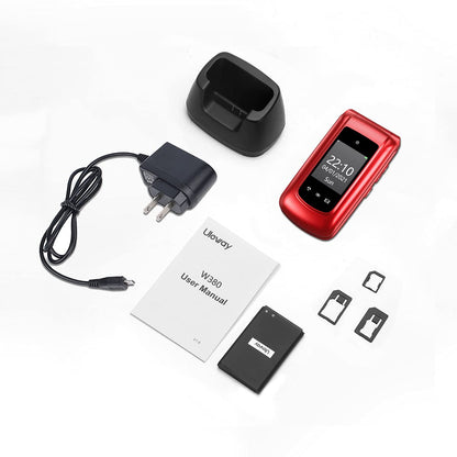 uleway G380D Seniorenhandy Klapphandy mit Ladestation, SOS, rot