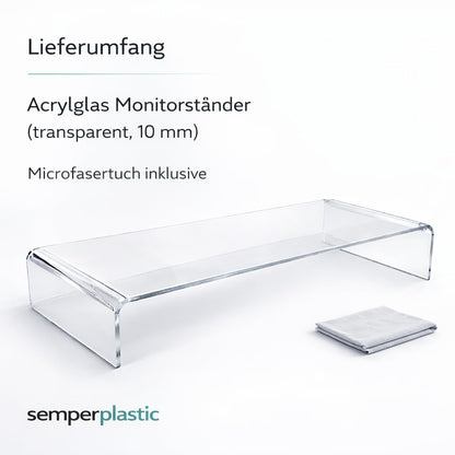 semper plastic Monitorständer aus Acrylglas – Bildschirmerhöhung 10 cm