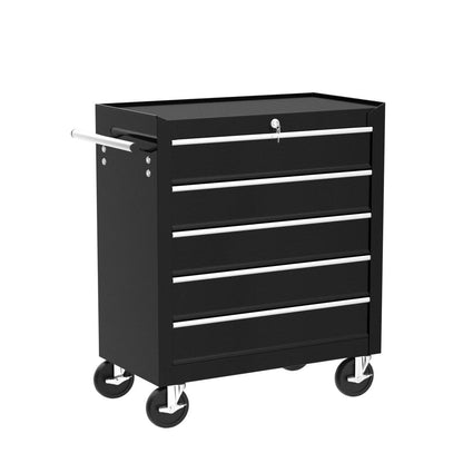 Arebos Werkstattwagen 5 Fächer Schwarz – Zentral abschliessbar