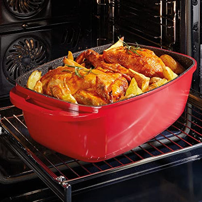 STONELINE Aluguss Bräter Induktion - 43x26 cm Rot, 8.4L