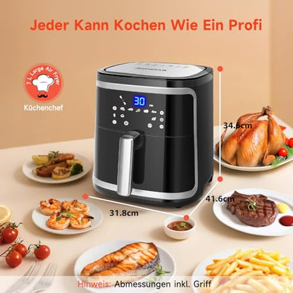 Aigostar Heissluftfritteuse XXL 7L – Doppelkorb