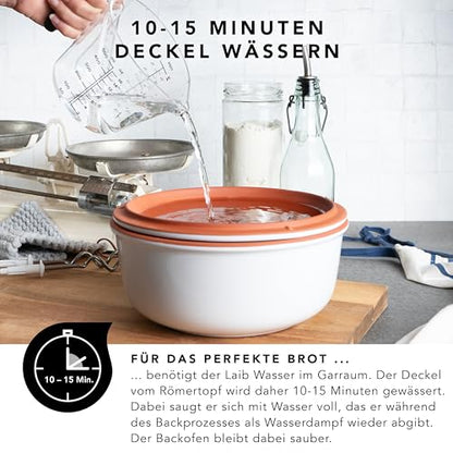 Römertopf Brotbacktopf aus Naturton, Weiss – Max. 1000g Backgut