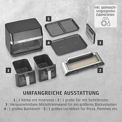 CASO AirFry DuoChef Heissluftfritteuse – 2in1 Air Fryer 14L Ofen