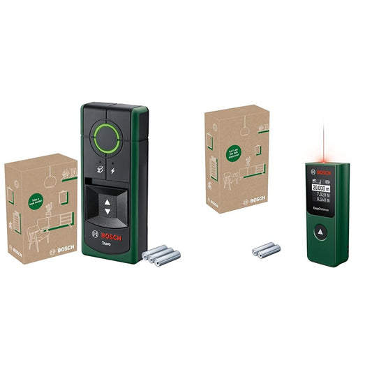 Bosch Ortungsgerät Truvo II + Laser-Entfernungsmesser EasyDistance 20 Set: Gelb-schwarz, zur Ortung in Wänden und Distanzmessung.