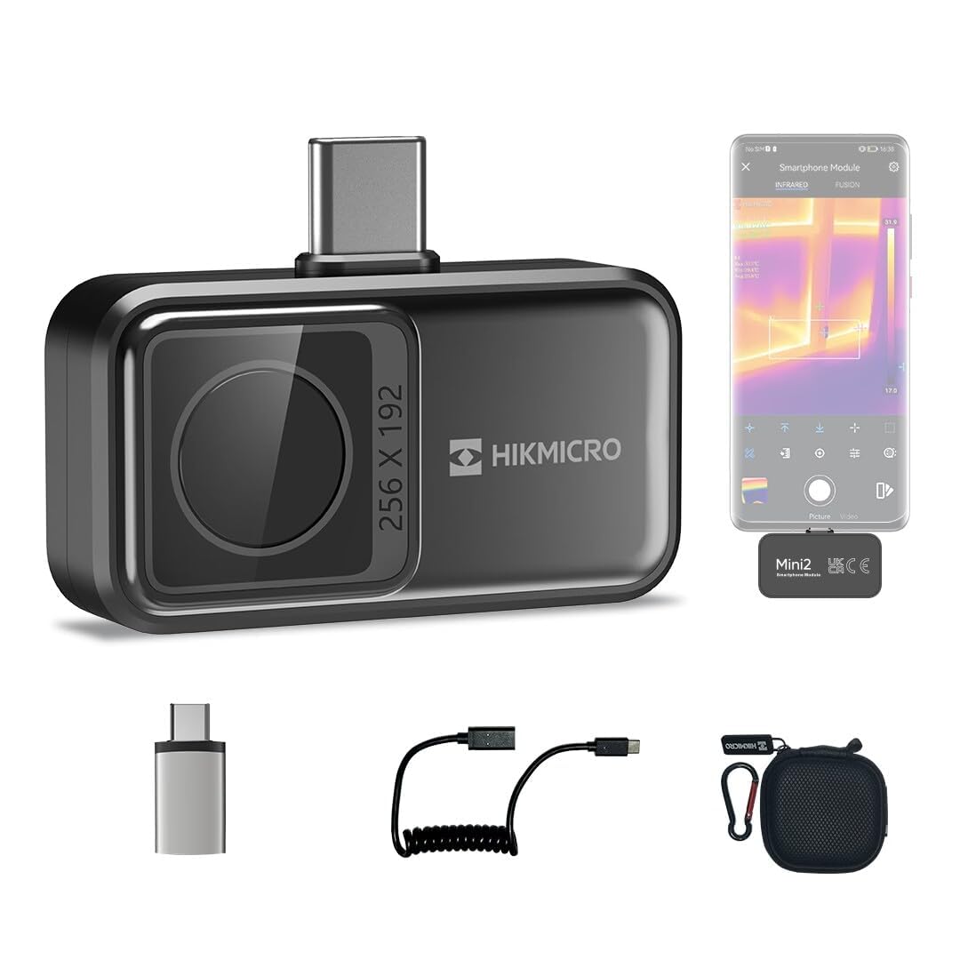 HIKMICRO Mini2 Wärmebildkamera 256x192px 50° – Android USB-C, kompaktes, schwarzes Gerät. Zeigt Wärmebilder auf Android-Geräten via USB-C.