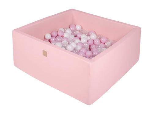 MEOWBABY Bällebad Kinder – Quadratisch 90x90cm Hellrosa. Quadratisches Bällebad aus Schaumstoff für sicheres Spielen und Tauchen.