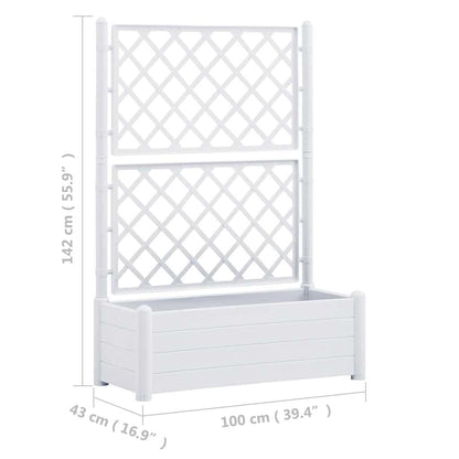 vidaXL Pflanzkübel mit Spalier – 100x43x142cm PP Weiss