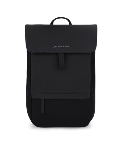 Kapten & Son Rucksack Fyn Classic All Black 11 L mit 14" Laptopfach in Schwarz aus veganem Tech-Material