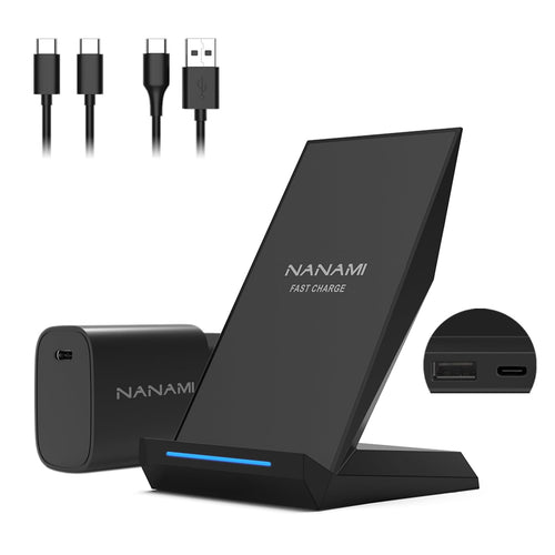 NANAMI Wireless Charger, 2-in-1 Ladeständer mit 30W USB-C Ladegerät