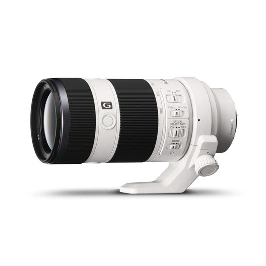 Sony FE 70-200 mm f/4 G OSS Tele-Zoomobjektiv - SEL70200G. Weißes Objektiv für flexible Tele-Aufnahmen von fernen Motiven.