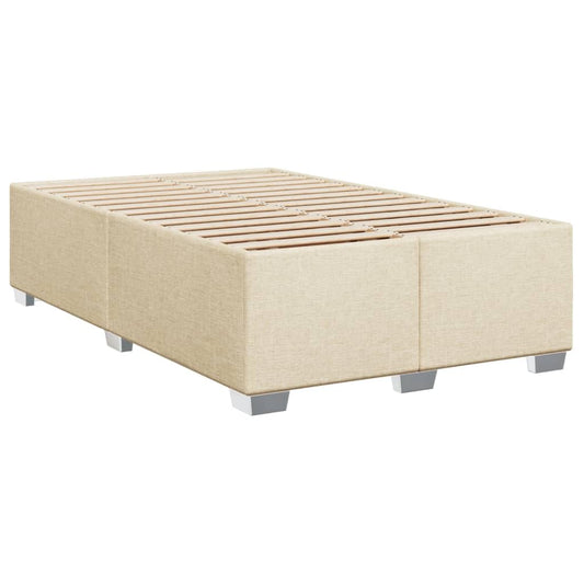 vidaXL Polsterbett Doppelbett Creme 120x200cm Stoff. Dieses cremefarbene Stoff-Doppelbett bietet eine Liegefläche zum Schlafen.