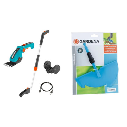 Gardena ComfortCut Li Akku-Grasschere Set - combisystem Stecher. Blaue Grasschere, schmaler Stecher. Trimmt Rasenkanten, entfernt Unkraut präzise.