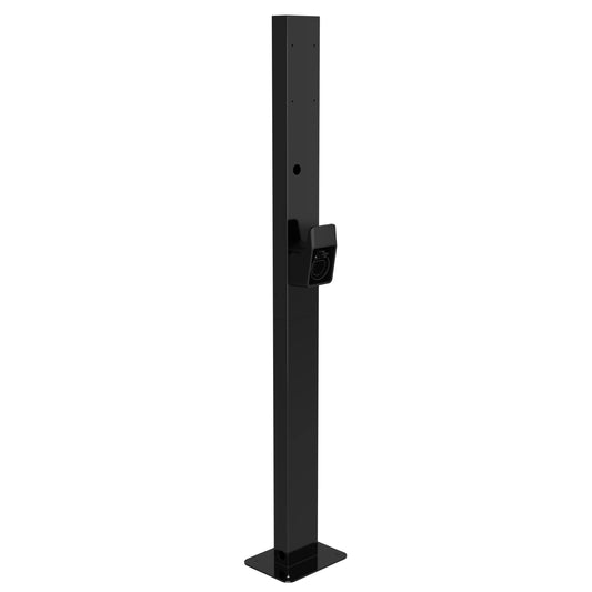 Green Cell EV Stand Wallbox Standsäule mit Kabelhalterung. Schwarze Säule zur freistehenden Wallbox-Montage mit Kabelhalterung.