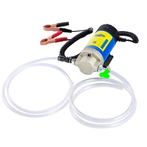 LEMOTO Ölabsaugpumpe 12V 100W elektrische Umfüllpumpe für Motoröl, kompakte Bauweise mit transparenten Schläuchen