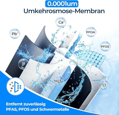 Ecoviva Untertisch Trinkwasser Umkehrosmoseanlage 600 GPD - Schwarz