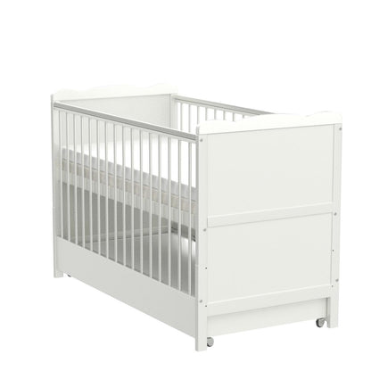 Marsell Baby Gitterbett Juniorbett umbaubar – Schublade Weiss