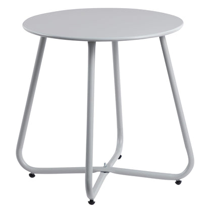 HollyHOME Beistelltisch Outdoor rund, Metall Gartentisch Grau