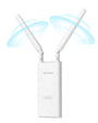 BrosTrend AC1200 Outdoor WLAN Verstärker IP65 DualBand, weißes, rechteckiges Gehäuse. Erweitert WLAN-Reichweite im Außenbereich.