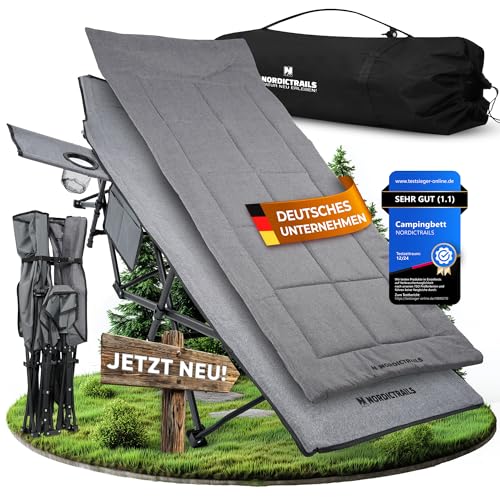 NORDICTRAILS Campingbett XXL klappbar Feldbett mit Matratze