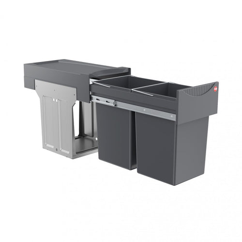 Hailo Tandem 3666101 Einbau-Abfallsammler – 2x15L, Dunkelgrau