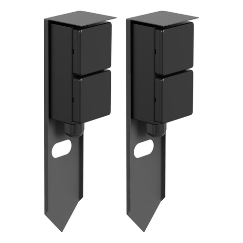 ledscom.de PIWI Garten-Steckdosensäule IP44 2-fach Edelstahl 2 Stück, eckig, anthrazit, mit Erdspiess
