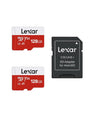 Lexar microSD Speicherkarte 128GB 2er-Pack mit SD-Adapter U3 V30, zwei Speicherkarten und SD-Adapter