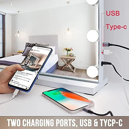 FENCHILIN Hollywood Schminkspiegel Tischspiegel – 15 LED, USB-C