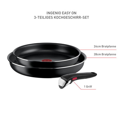Tefal Ingenio Easy On Pfannenset 3-tlg., 24/28 cm, abnehmbarer Griff