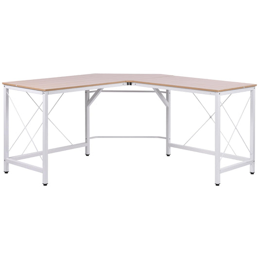 HOMCOM Computertisch Eckschreibtisch L-Form Natur 150x150cm. L-förmiger Schreibtisch in Natur, bietet Arbeitsfläche für Computer und Büro.