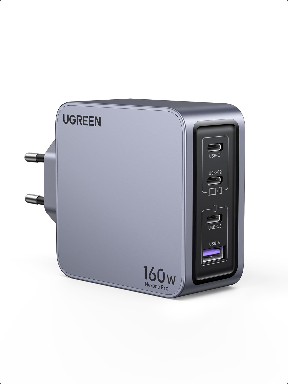 UGREEN Nexode Pro 160W GaN USB-C Ladegerät 4-Port Schnellladegerät, kompakt, mit drei USB-C- und einem USB-A-Anschluss
