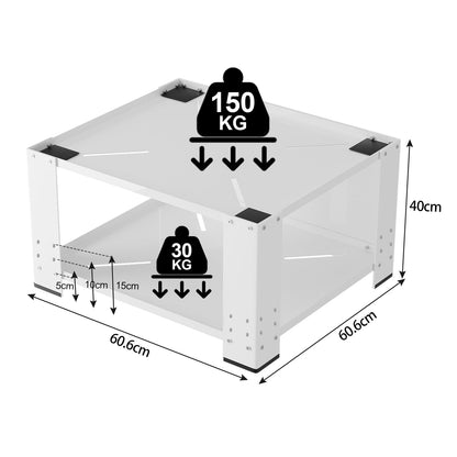 Fiqops Waschmaschinen Untergestell mit Ablage - 60.6x60.6x40cm weiss