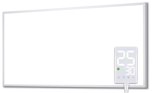 Heidenfeld HF-HP100-3 Infrarotheizung – 1000 Watt Elektroheizung. Flaches, weißes Panel wärmt Räume per Infrarot.