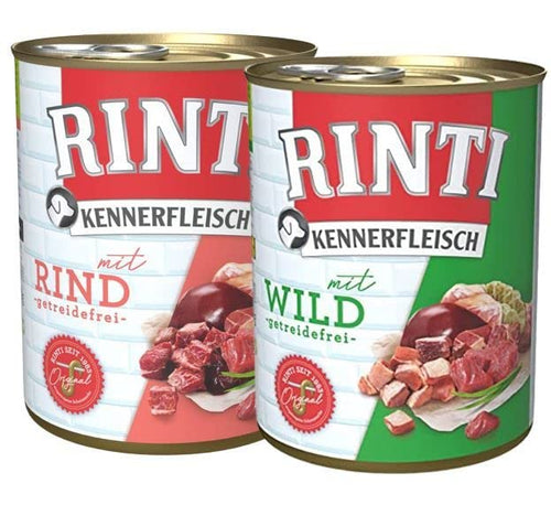 Rinti Kennerfleisch Multipack Hundefutter Rind & Wild 24x800g