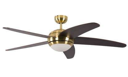Melton Wanaque Deckenventilator mit Beleuchtung - Messing, 132 cm. Runder Messingventilator mit integrierter Leuchte zur Luftzirkulation und Raumbeleuchtung.