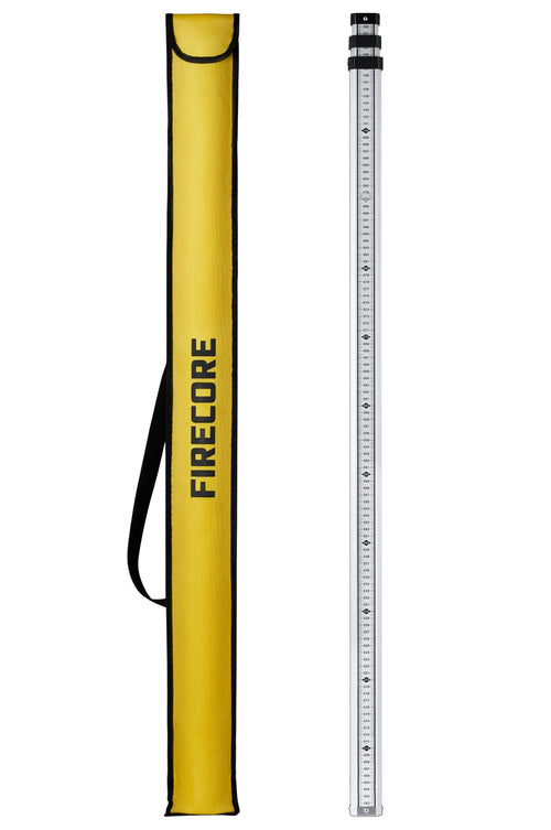 Firecore Teleskop-Nivellierlatte FLR3MP, 3 m Aluminium-Messstange mit doppelseitiger Skala und Tragetasche