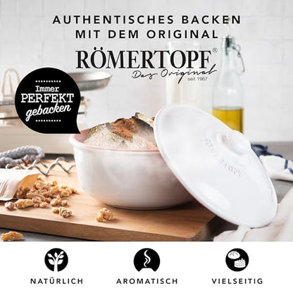 Römertopf Brotbacktopf aus Naturton, Weiss – Max. 1000g Backgut