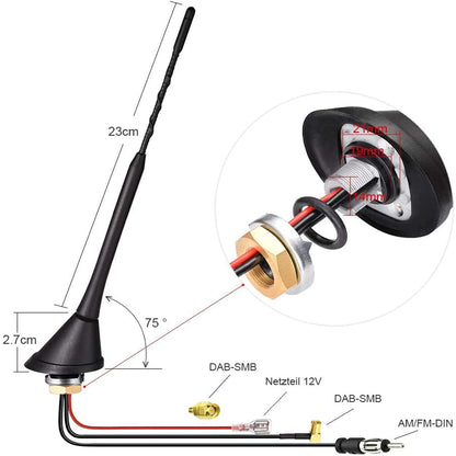 Eightwood DAB/DAB+ Auto Dachantenne mit Verstärker EWAN518GE