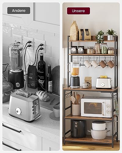 VASAGLE Küchenregal KKS025B01EU mit Steckdosen vintagebraun-schwarz