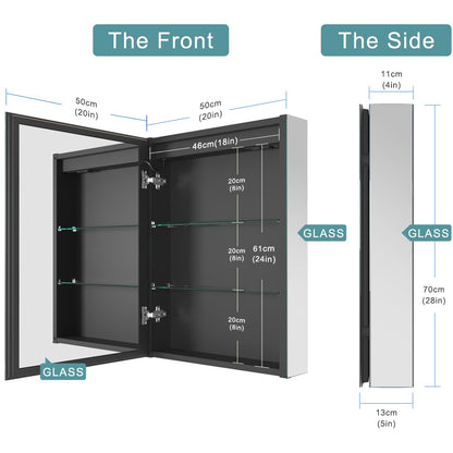 GANPE LED Beleuchteter Badezimmer Spiegelschrank – Links 50x70cm