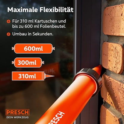Presch Kartuschenpresse Beutelpresse – 600ml Umschaltbar 24:1