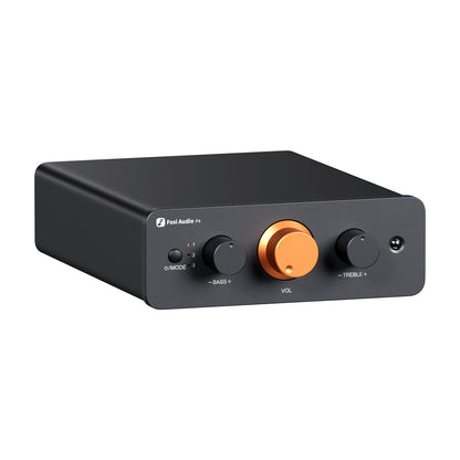 Fosi Audio P4 Mini Preamp Stereo Vorverstärker - 3x RCA, kompakter, schwarzer Kasten. Verstärkt Audiosignale von Quellgeräten für Endstufen.
