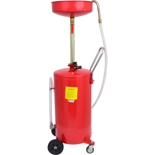 KS-Tools 160.0001 Mobiles Altölauffanggerät - 80 Liter. Schwarzer Behälter auf Rollen mit Trichter zur Altölentsorgung bei Fahrzeugwartung.