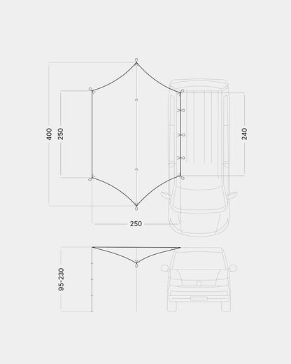 qeedo Motor Tarp Universal Sonnensegel – UV80 Autosonnensegel