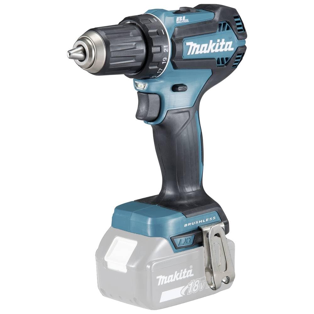 Makita DDF485Z Akku Bohrschrauber 18V, blau-schwarzer Pistolengriff-Bohrschrauber mit Schnellspannfutter für Bohren und Schrauben.
