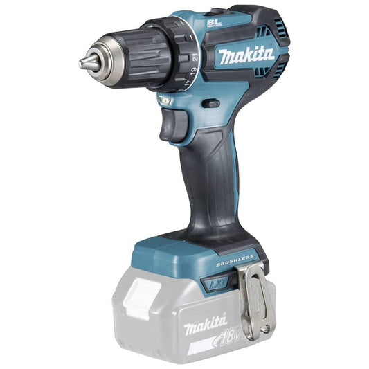 Makita DDF485Z Akku Bohrschrauber 18V, blau-schwarzer Pistolengriff-Bohrschrauber mit Schnellspannfutter für Bohren und Schrauben.