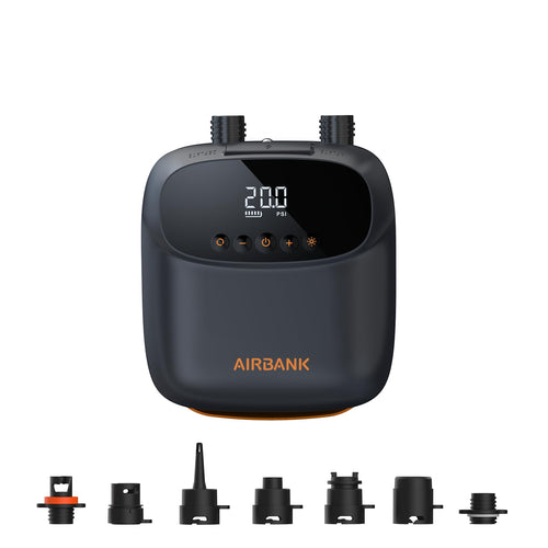 AIRBANK PUFFER Pro Elektrische SUP Luftpumpe mit Akku, 20 PSI, Orange, kompakt mit Tragegriff