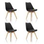 hjh OFFICE Scandi Esszimmerstühle Schwarz – 4er Set Buche Beine. Schwarze Stühle mit Buchenholzbeinen zum Sitzen am Esstisch.